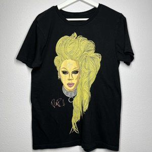 RuPaul Blonde Portrait Graphic Drag Race Tee Cotton T Shirt Black